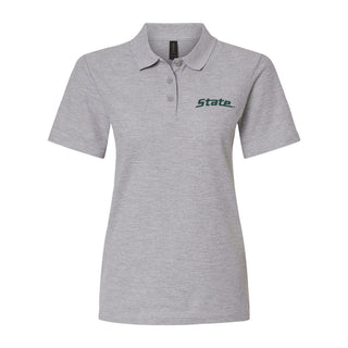 MSU Script Logo EMB Womens Softstyle Pique Polo