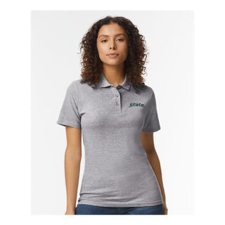 MSU Script Logo EMB Womens Softstyle Pique Polo