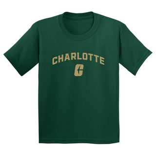 UNC Charlotte Forty-Niners Arch Logo Youth Short Sleeve T Shirt - Forest