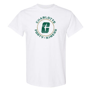UNC Charlotte Forty-Niners Distressed Circle Logo Short Sleeve T Shirt - White