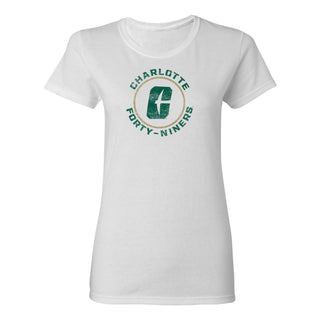 UNC Charlotte Forty-Niners Distressed Circle Logo Women's Short Sleeve T Shirt - White