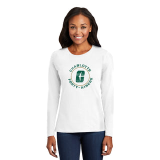 UNC Charlotte Forty-Niners Distressed Circle Logo Women's Long Sleeve T Shirt - White