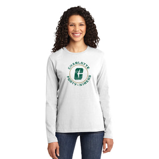UNC Charlotte Forty-Niners Distressed Circle Logo Women's Long Sleeve T Shirt - White