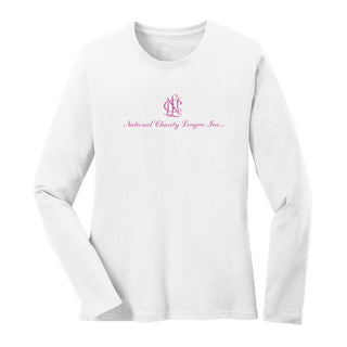 National Charity League Stacked Logo Womens Long Sleeve - White