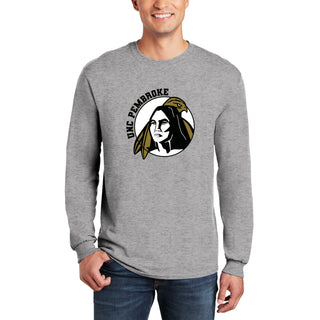 UNC Pembroke Braves Primary Logo Long Sleeve T Shirt - Sport Grey