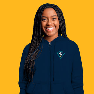Wilmington Seahawks Primary Logo Left Chest Full Zip Hoodie - Navy