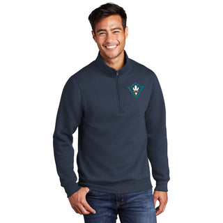 Wilmington Seahawks Primary Logo Left Chest Quarter Zip Sweatshirt - Navy
