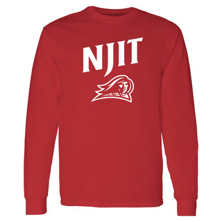 New Jersey Institute of Technology Arch Logo Long Sleeve T Shirt - Red