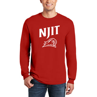 New Jersey Institute of Technology Arch Logo Long Sleeve T Shirt - Red