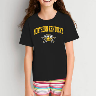 Northern Kentucky University Norse Arch Logo Youth Short Sleeve T Shirt - Black