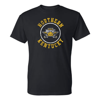 Northern Kentucky University Norse Distressed Circle Logo Short Sleeve T Shirt - Black