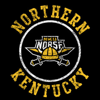 Northern Kentucky University Norse Distressed Circle Logo Womens Short Sleeve T Shirt - Black