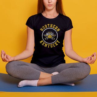 Northern Kentucky University Norse Distressed Circle Logo Womens Short Sleeve T Shirt - Black