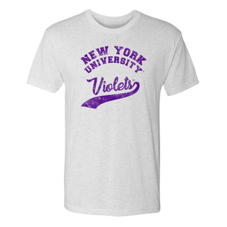 New York University VIolets Retro Script Premium Triblend T-Shirt - Heather White