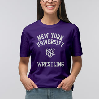 New York University Violets Arch Logo Wrestling T-Shirt - Purple