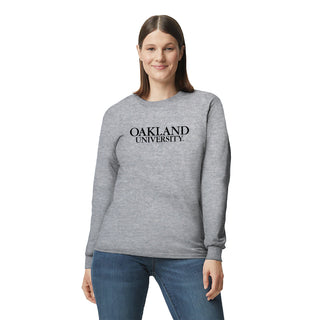 Oakland University Institutional Logo Long Sleeve - Sport Grey