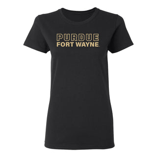 Purdue University Fort Wayne Mastodons Basic Block Womens Short Sleeve T Shirt - Black