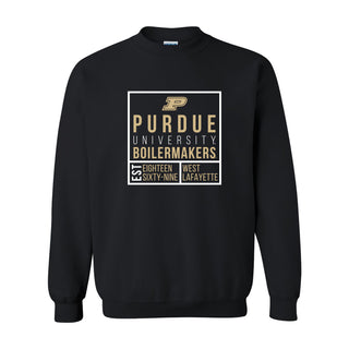 Purdue Box Label Crewneck - Black