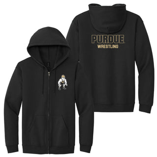 Purdue Pete Wrestling Mascot Mark LC Zip Hoodie - Black