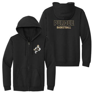Purdue Pete Basketball Mascot Mark LC Zip Hoodie - Black