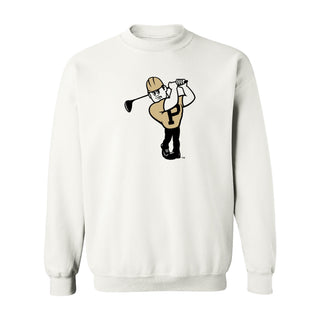 Purdue Pete Golf Mascot Mark Crewneck - White