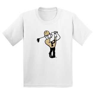 Purdue Pete Golf Mascot Mark Youth T-Shirt - White