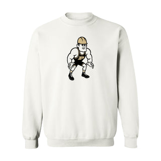 Purdue Pete Wrestling Mascot Mark Crewneck - White