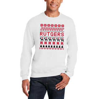 Rutgers Scarlet Knights Ugly Holiday Sweater Crewneck - White