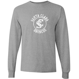 Santa Clara Broncos Distressed Circle Logo Long Sleeve - Sport Grey
