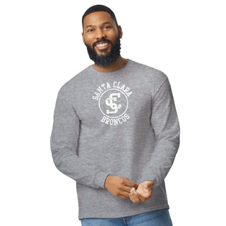 Santa Clara Broncos Distressed Circle Logo Long Sleeve - Sport Grey