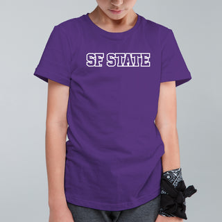 San Francisco State University Gators Basic Block Youth T-Shirt - Purple