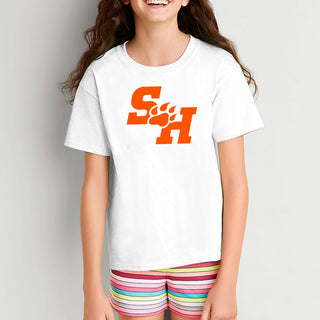 Sam Houston State University Bearkats Primary Logo Short Sleeve Youth T Shirt - White