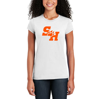 Sam Houston State University Bearkats Primary Logo Short Sleeve Womens T Shirt - White