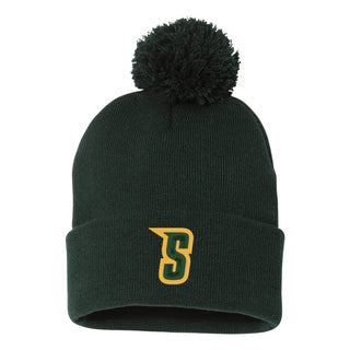 Siena University Primary Logo EMB Pom Pom Beanie