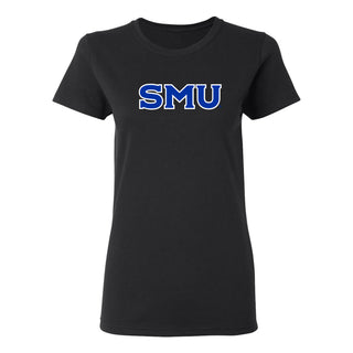 Southern Methodist University Mustangs Basic Block Outline Women's T-Shirt - Black