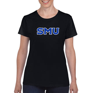 Southern Methodist University Mustangs Basic Block Outline Women's T-Shirt - Black