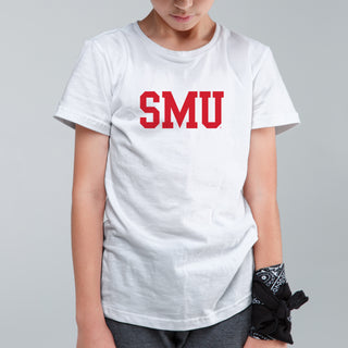 Southern Methodist University Mustangs Basic Block Youth T-Shirt - White
