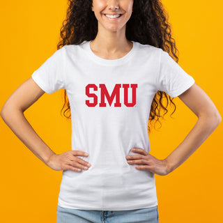 Southern Methodist University Mustangs Basic Block Women's T-Shirt - White