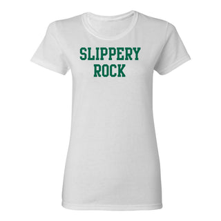 Slippery Rock University The Rock Basic Block Short Sleeve Womens T Shirt - White