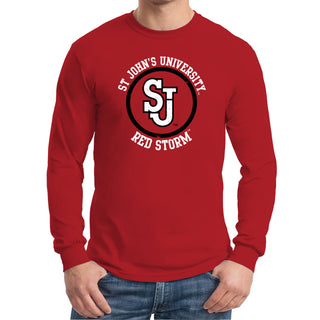 St John's University Red Storm Distressed Circle Logo Long Sleeve T-Shirt - Red