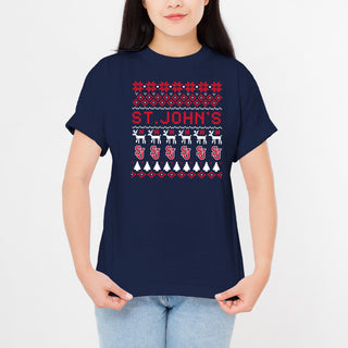 St. John's Red Storm Holiday Sweater T-Shirt - Navy