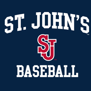 St John's Red Storm Arch Logo Baseball Hoodie - Navy