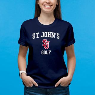 St John's Red Storm Arch Logo Golf T-Shirt - Navy