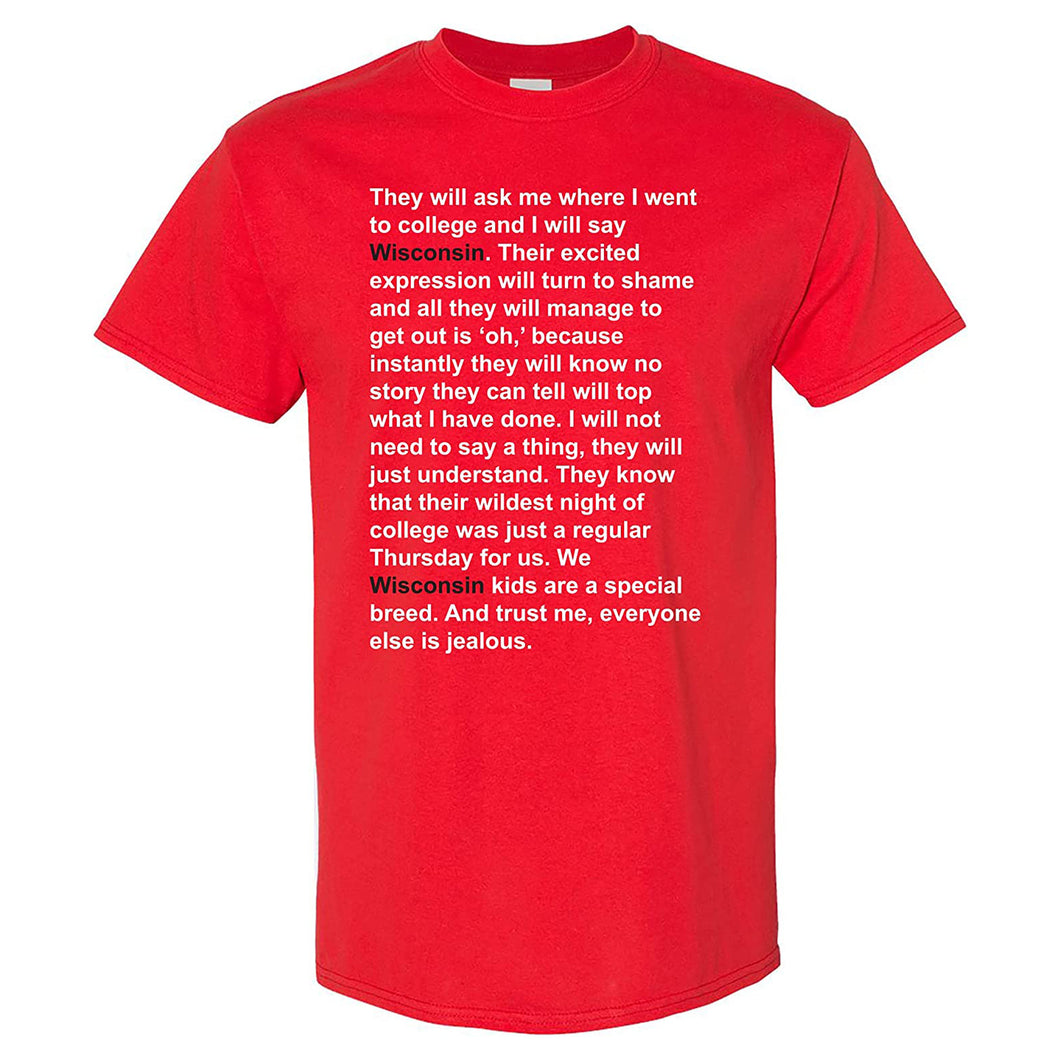 Wisconsin Quote T-shirt - Red