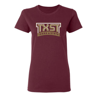 Texas State Bobcats Arch Logo Women's T-Shirt - Maroon