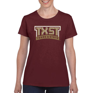 Texas State Bobcats Arch Logo Women's T-Shirt - Maroon