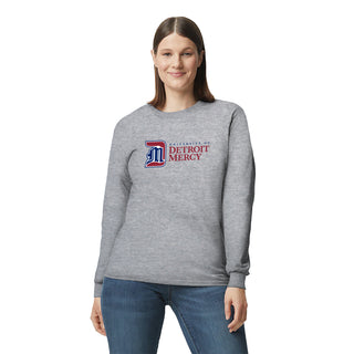 Detroit Mercy Institutional Logo Long Sleeve - Sport Grey