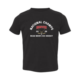 Denver 2026 Hockey National Champions Blocked Shot Toddler T-Shirt - Black