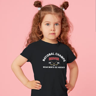 Denver 2026 Hockey National Champions Blocked Shot Toddler T-Shirt - Black