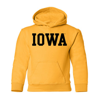 Iowa Basic Block Youth Hoodie - Gold